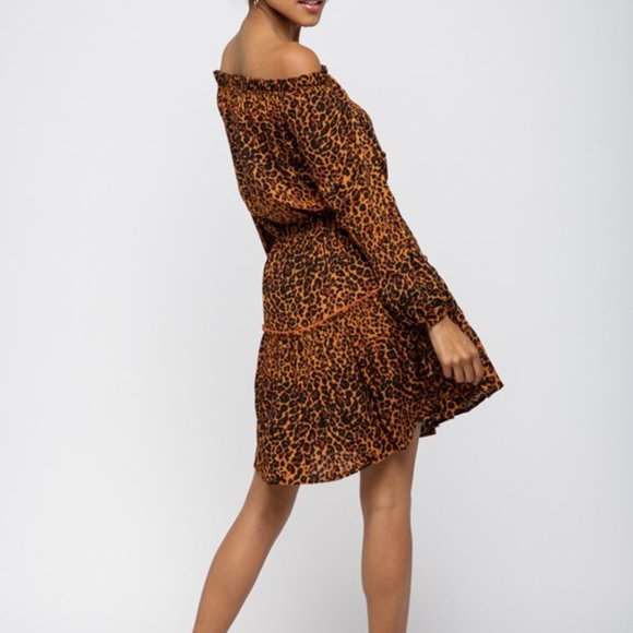 LEOPARD PRINT OFF SHOULDER RUFFLE DRESS - Picture 9 of 9